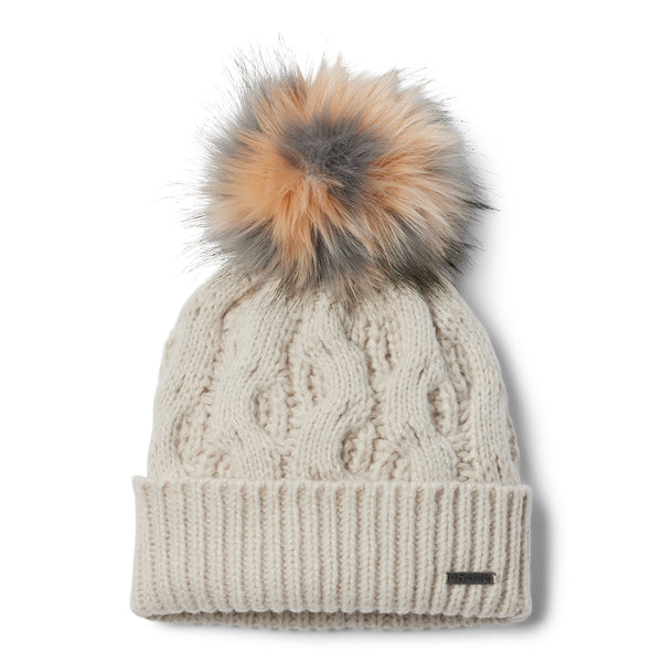 Columbia Boundless Days Cable Knit Pom Beanie - Dark Stone/Agave available at Great Outdoors