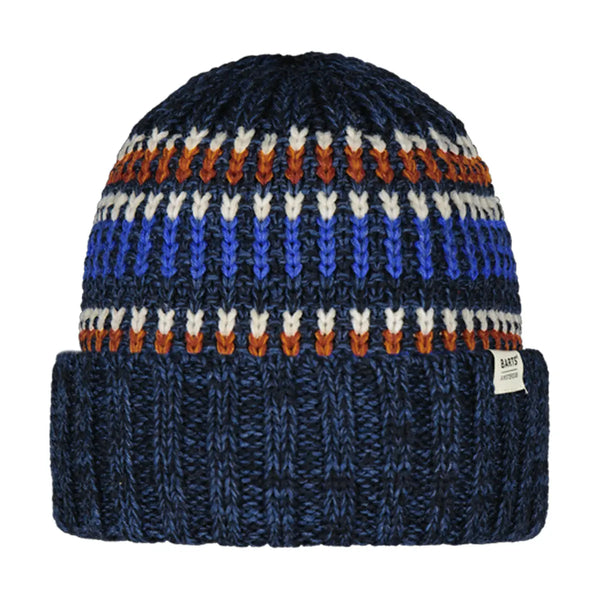 Eco-friendly BARTS Travvis Beanie: 70% recycled polyester, jacquard knit, and multiple colours. Perfect for winter warmth.