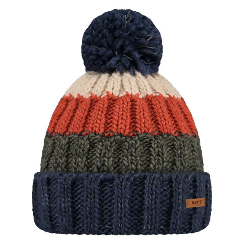 Barts Wilhelm Beanie: 100% acrylic, fleece headband, and mixed knit stripe pattern. Stay cozy and stylish!