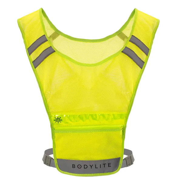 Stay safe with the Bodylite LED Reflective Vest. Rechargeable battery, lightweight, and 360-degree visibility.