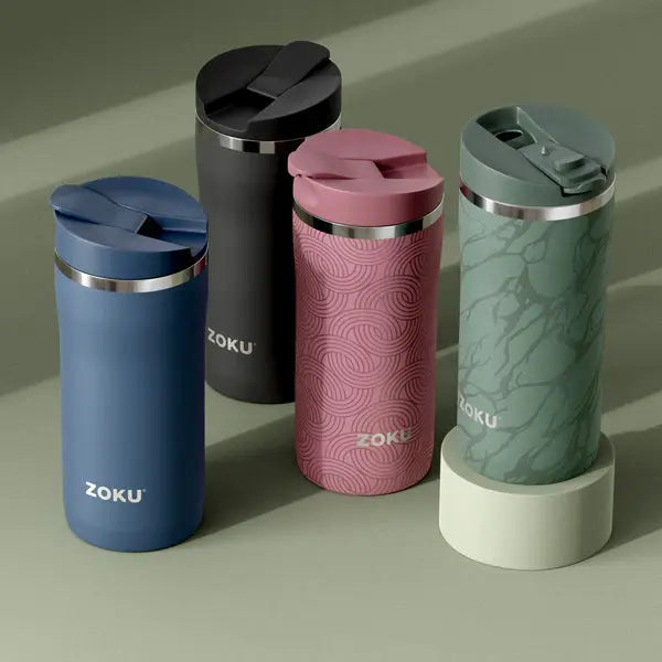 Zoku 12oz Stainless Steel Travel Mug - Blue Wavy- Great Outdoors Ireland