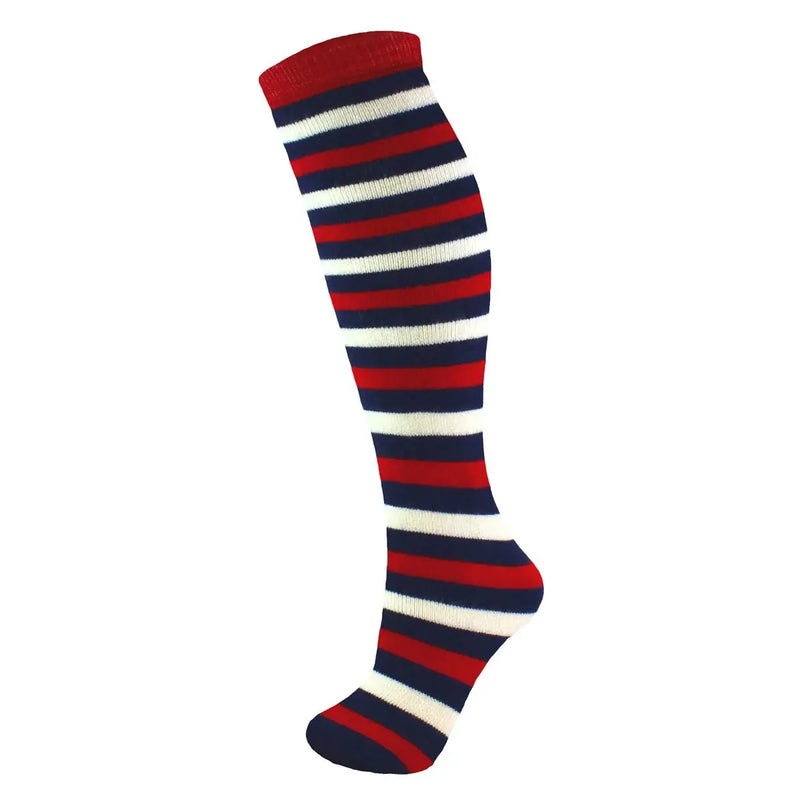 24" Patterned Ski Sock - Navy Stripes