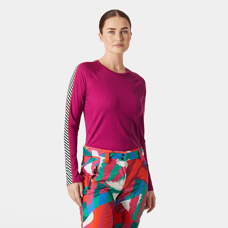 Helly Hansen LIFA® ACTIVE Stripe Crew Base Layer - Magenta- Great Outdoors Ireland