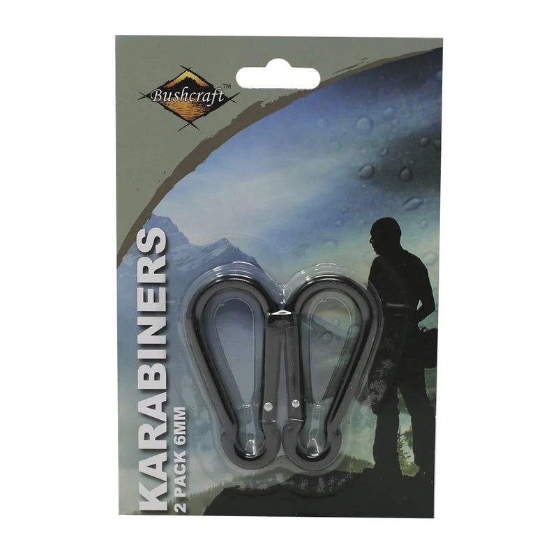 BCB Adventure Karabiner 6mm Twinpack - Black- Great Outdoors Ireland