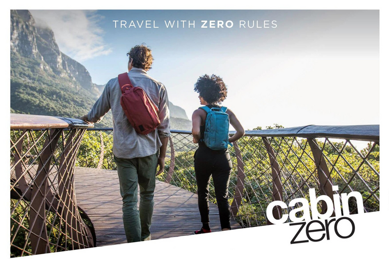 Man & Woman travelling using the Cabin Zero bag range.