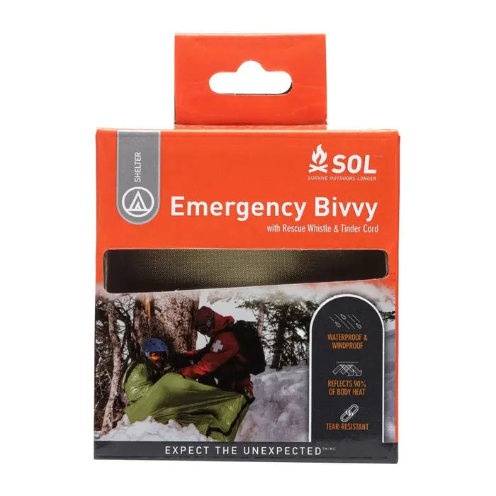 Survive Outdoors Longer Emergency Bivvy with Rescue Whistle - OD Green- Great Outdoors Ireland