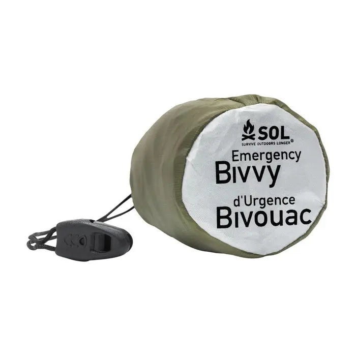 Survive Outdoors Longer Emergency Bivvy with Rescue Whistle - OD Green- Great Outdoors Ireland