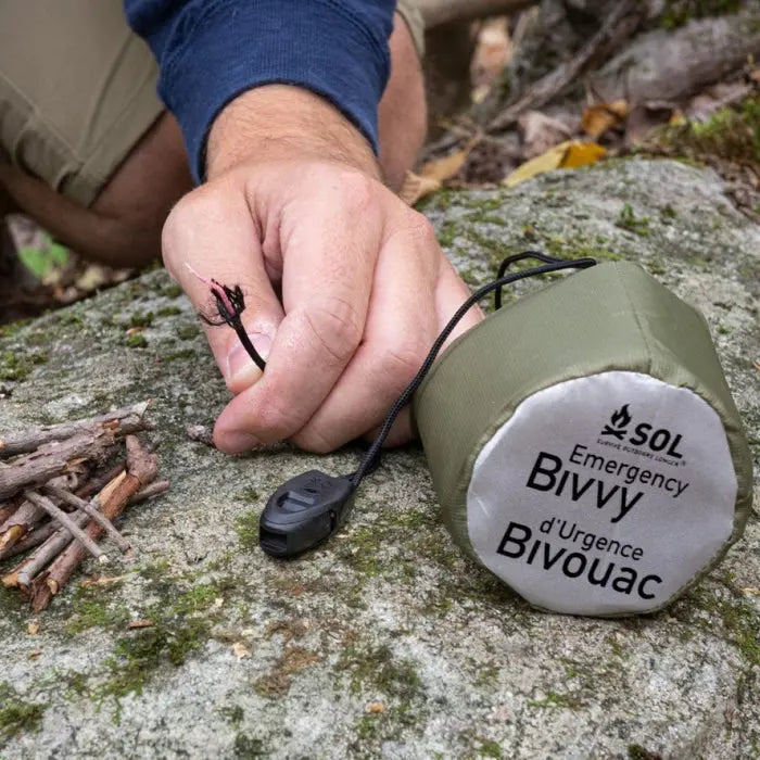 Survive Outdoors Longer Emergency Bivvy with Rescue Whistle - OD Green- Great Outdoors Ireland