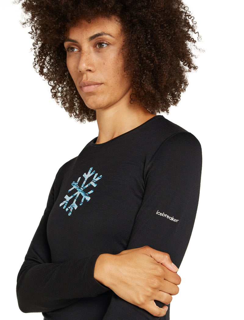 Icebreaker Merino 200 Oasis Long Sleeve Crewe Thermal Top - Pow Black- Great Outdoors Ireland