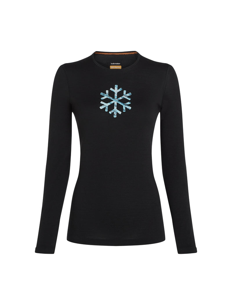 Icebreaker Merino 200 Oasis Long Sleeve Crewe Thermal Top - Pow Black- Great Outdoors Ireland