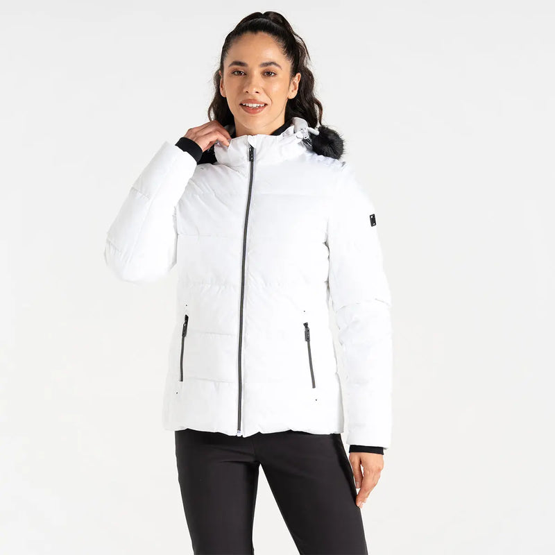 Dare 2b Glamourize V Baffled Ski Jacket - White- Great Outdoors Ireland