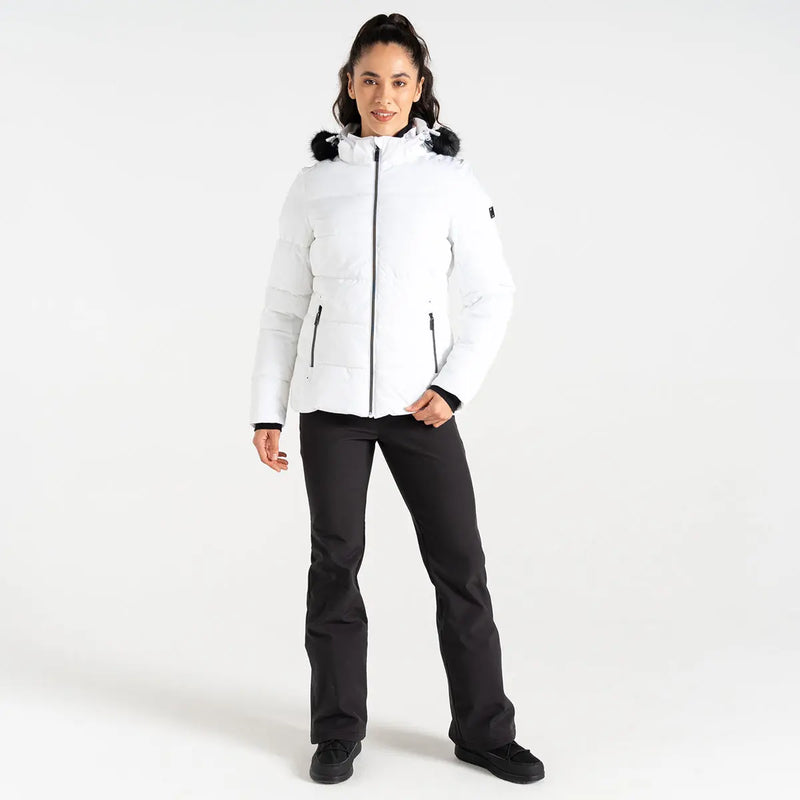 Dare 2b Glamourize V Baffled Ski Jacket - White- Great Outdoors Ireland