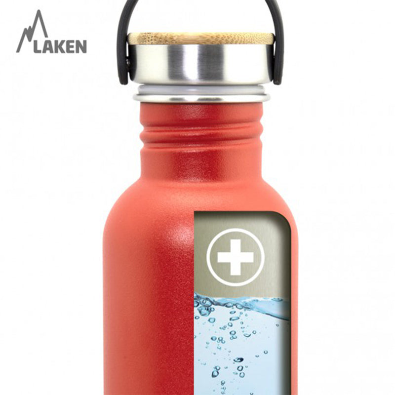 Stainless Steel Bottle 0.75L Bamboo Cap - Red