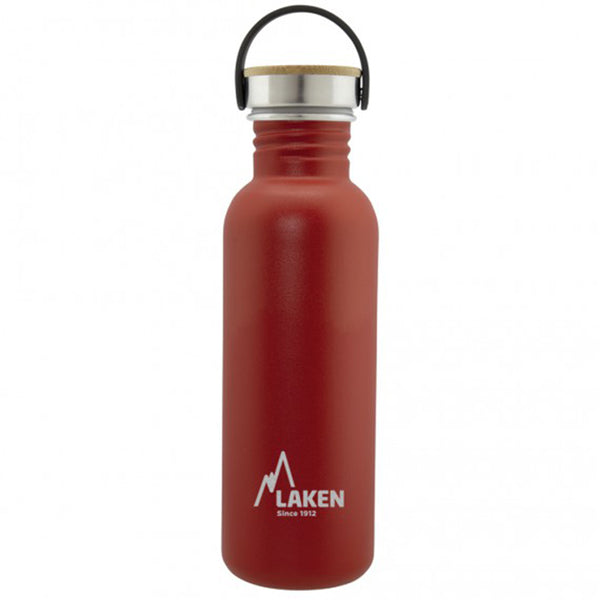 Stainless Steel Bottle 0.75L Bamboo Cap - Red