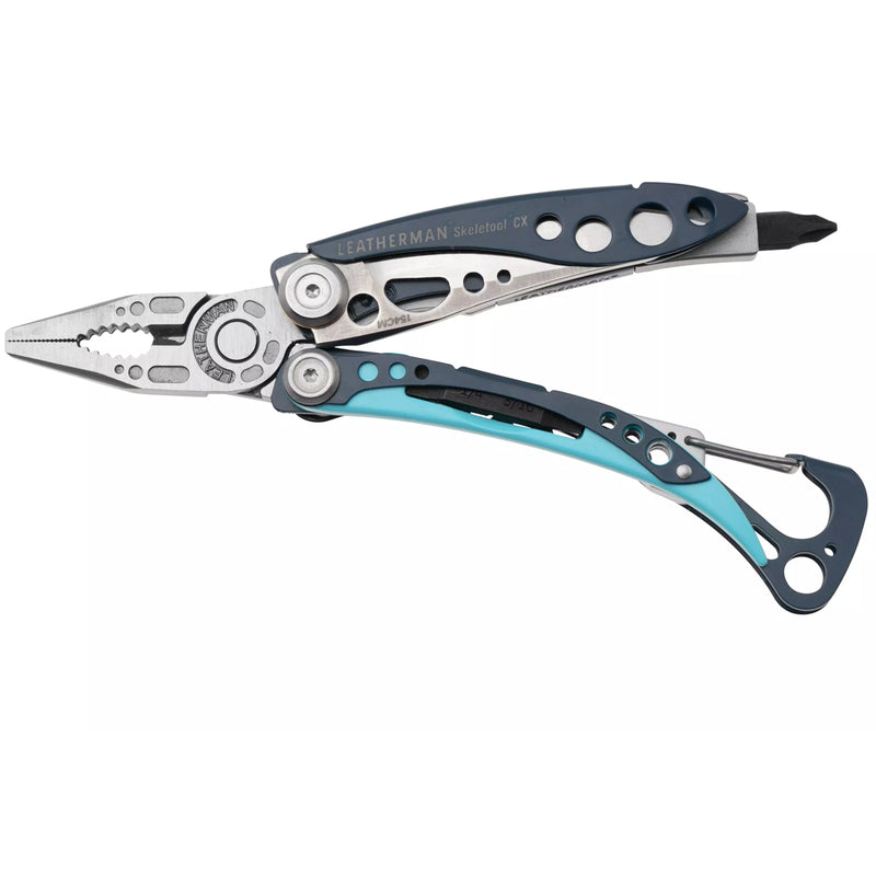 The Leatherman CX Skeletool in stainless steel offers 7 essential tools in a sleek, lightweight design. Ideal for those who need versatility without the bulk.