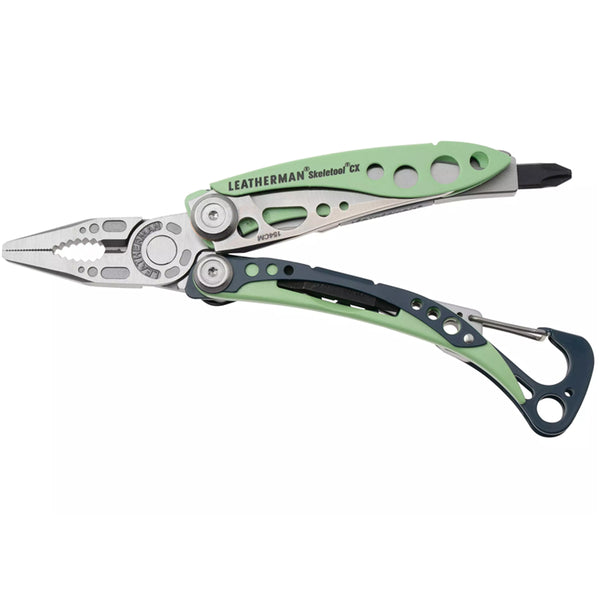 The Leatherman CX Skeletool in stainless steel offers 7 essential tools in a sleek, lightweight design. Ideal for those who need versatility without the bulk.