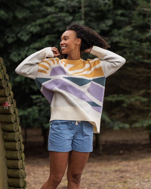 Sunsets Recycled Oversized Knitted Jumper - Marshmallow