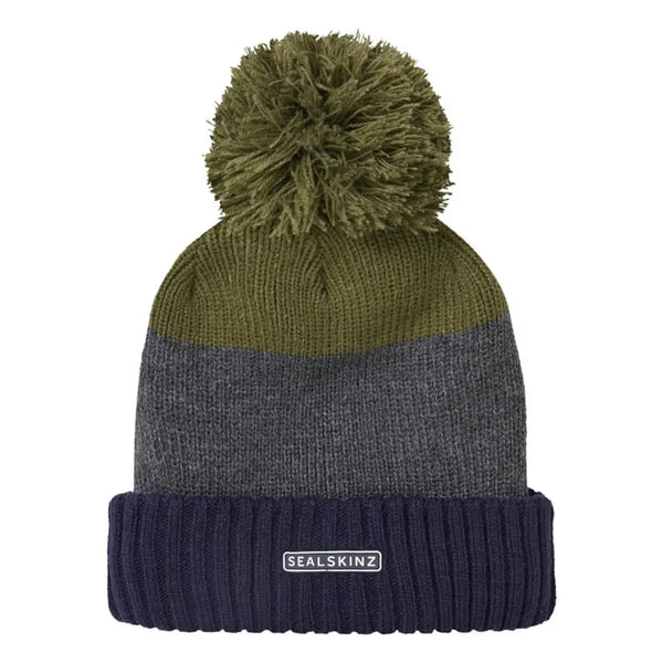 Flitcham Waterproof Bobble Hat - Navy/Olive