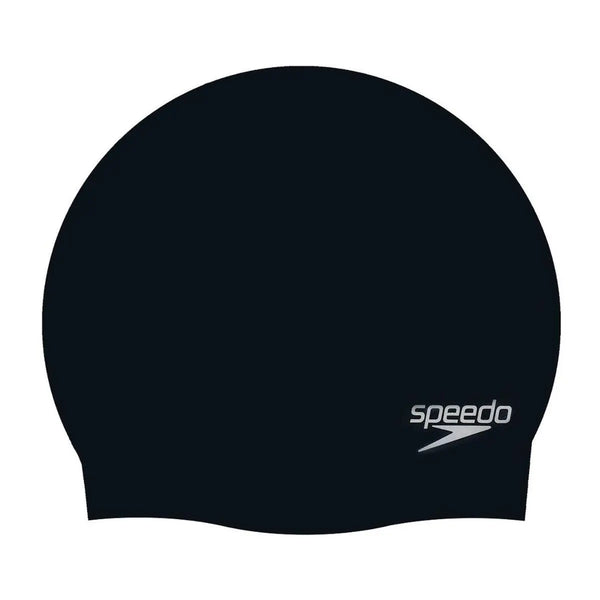 Plain Moulded Silicone Swim Cap - Black