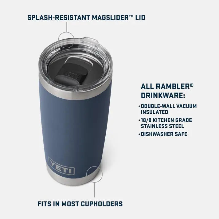 YETI Rambler® 20 oz (591 ml) Tumbler - Charcoal- Great Outdoors Ireland