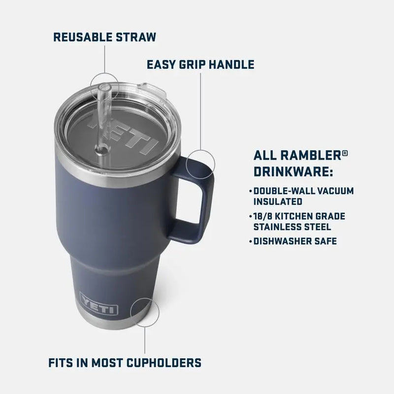 YETI Rambler® 35 oz (994 ml) Straw Mug - Navy- Great Outdoors Ireland