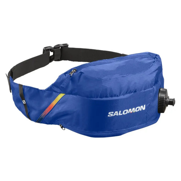 Salomon Thermobelt: Hydration belt with thermal insulation, easy-access valve, and adjustable strap.