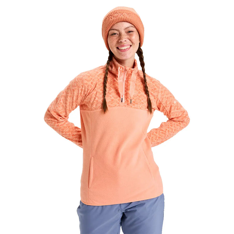 Roxy Women's Sayna Half Zip Polar Pullover - Peach Pink Great Outdoors Ireland