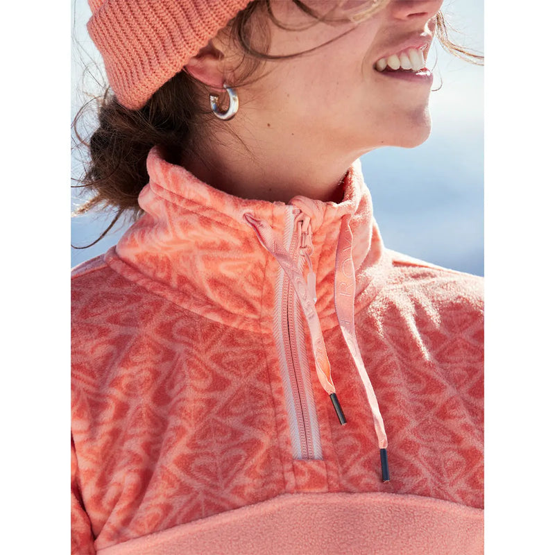 Sayna Half Zip Polar Pullover - Peach Pink