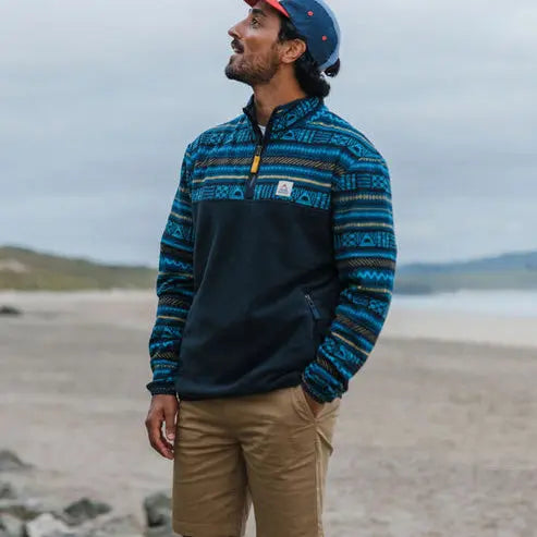 Passenger Set Off Polar 1/4 Zip Fleece - Patchwork Stripe- Great Outdoors Ireland