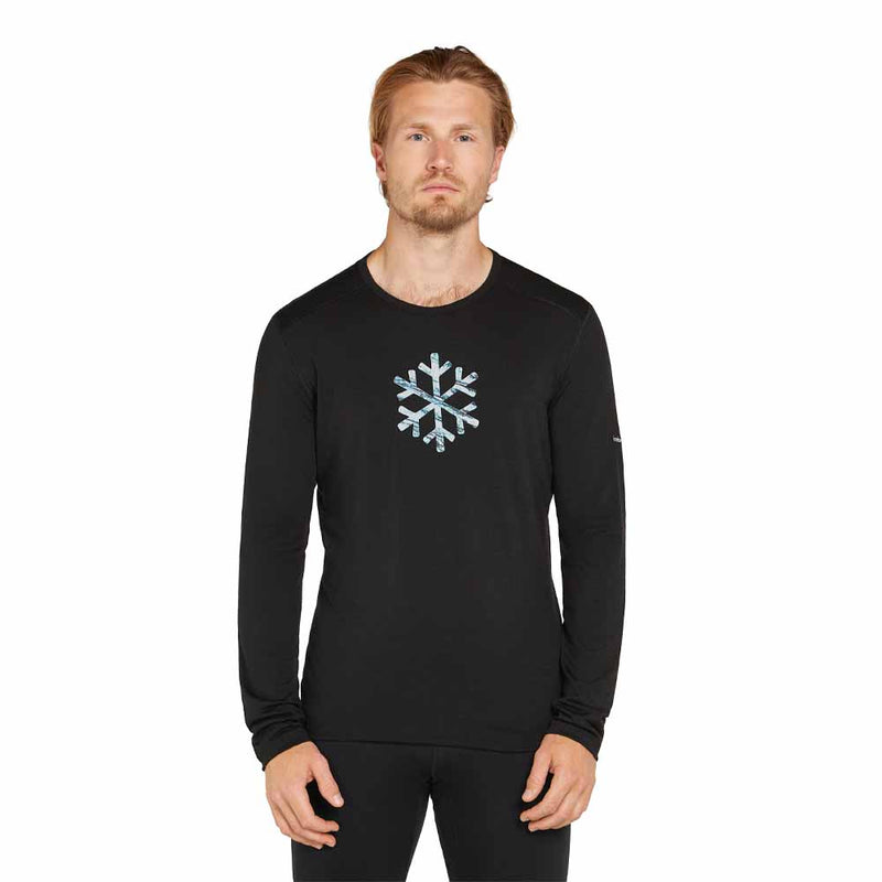 Merino 200 Oasis Long Sleeve Crewe Thermal Top - Pow Black