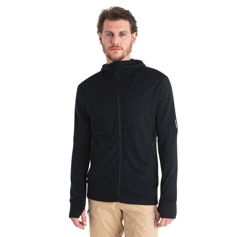 Icebreaker 260 Quantum IV LS Zip Hoodie - Black- Great Outdoors Ireland