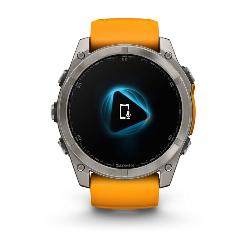 Garmin fēnix® 8 – 51 mm | AMOLED - Sapphire, Titanium with Spark Orange Band- Great Outdoors Ireland