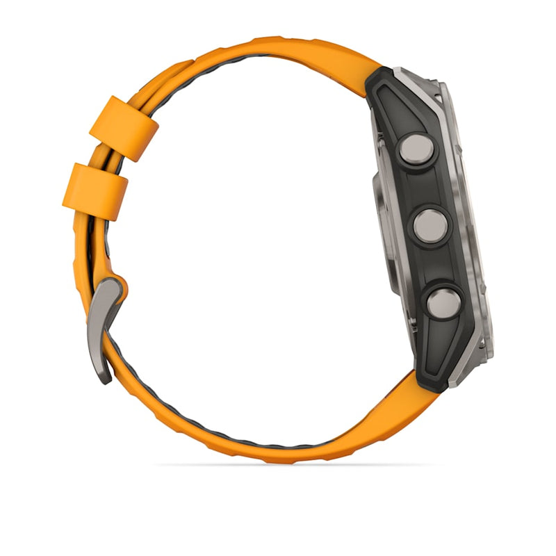 Garmin fēnix® 8 – 51 mm | AMOLED - Sapphire, Titanium with Spark Orange Band- Great Outdoors Ireland