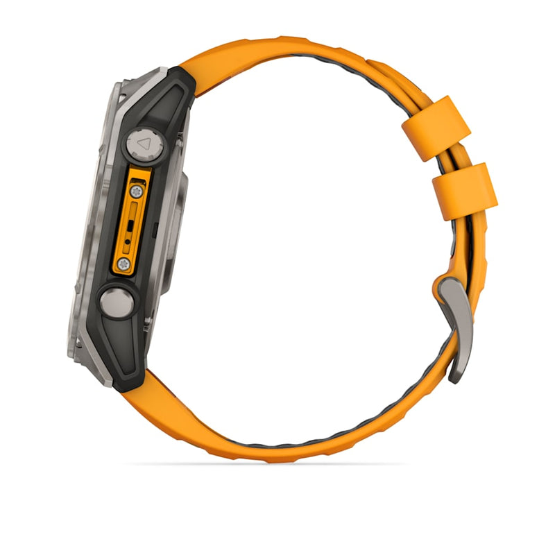 Garmin fēnix® 8 – 51 mm | AMOLED - Sapphire, Titanium with Spark Orange Band- Great Outdoors Ireland