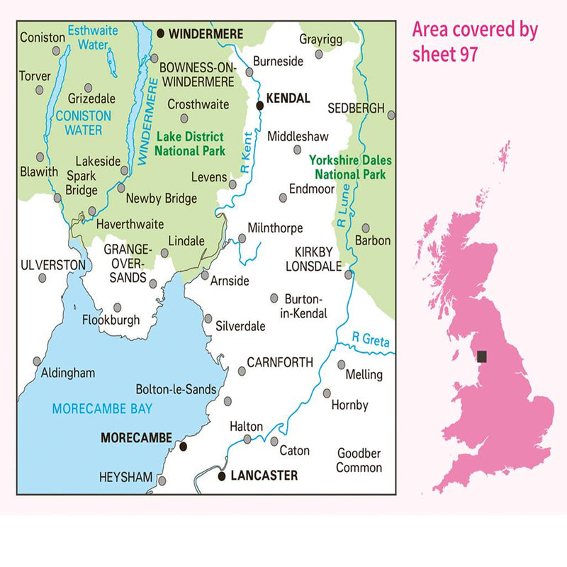 OSBG Landranger Map 97 -  Kendal & Morecambe