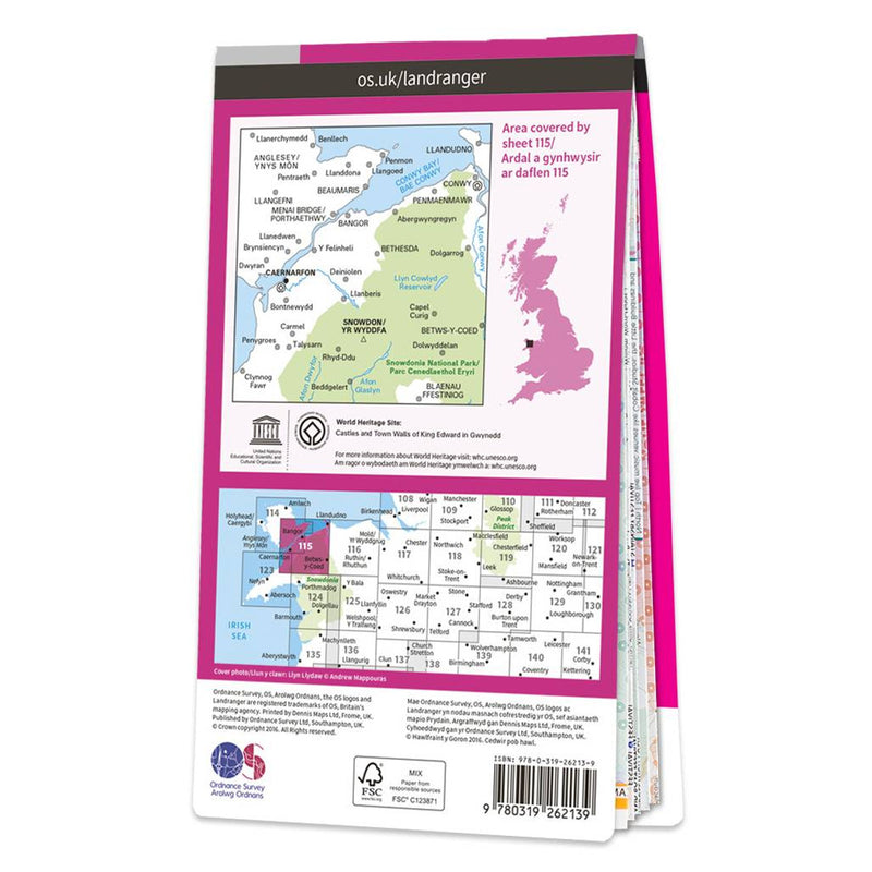 OSGB Landranger 1:50K Map 115 - Snowdon