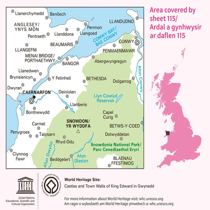 OSGB Landranger 1:50K Map 115 - Snowdon